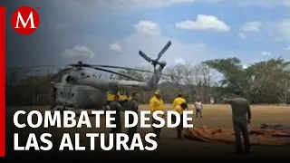 Sedena envía helicóptero a Oaxaca para combatir incendio forestal