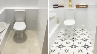 repainting the tiles in the toilet