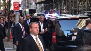 We just spotted Barack Obama in NYC and he got huge cheers