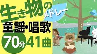 生き物の童謡・唱歌メドレー♪〈70分41曲〉【途中スキップ広告ナシ】アニメーション/日本語歌詞付き_Sing a medley ofJapanese song