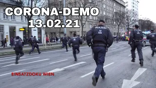 Polizei GROßEINSATZ bei "Spaziergang" in Wien! | CORONA-DEMO 13.02.21