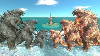 3 level growing Godzilla 2014 against all growing Godzilla - Animal Revolt Battle Simulator