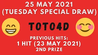 Foddy Nujum Prediction for Sports Toto 4D - 25 May 2021 (Tuesday Special Draw)