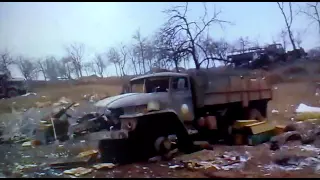 Дебальцево 24 02 2015  разбитые позиции сил АТО - Debaltseve