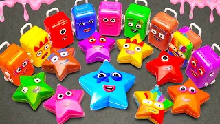 Picking Suitcase Cocomelon SLIME, Rainbow Pinkfong Star Shapes CLAY Coloring! Satisfying ASMR Videos