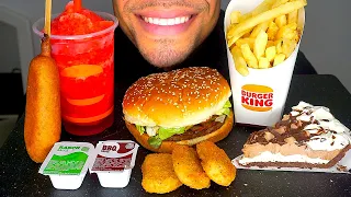 ASMR BURGER KING IMPOSSIBLE WHOPPER CORN DOG CHICKEN NUGGETS FRIES ONION RINGS RANCH EATING JERRY