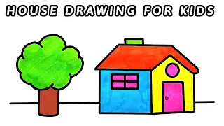 How to draw a house easy – house drawing for kids – house drawing easy step by step