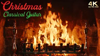 Christmas Fireplace w/ Relaxing Classical Guitar Christmas Music 🔥 Christmas Fireplace Ambience