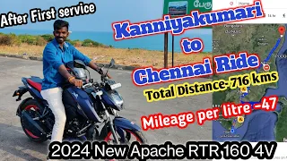 🔥Kanniyakumari to Tambaram ride Apache RTR 160 4V Solo ride