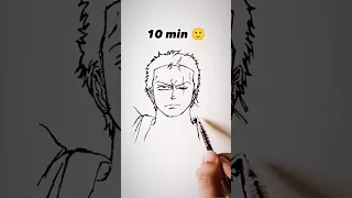 How to Draw Zoro in 10sec, 10mins, 10hrs 😳 #shorts #anime #drawing