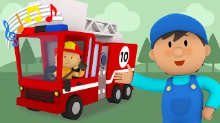 10 Little Fire Trucks | Carl's Car Wash Kids Song