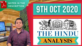 9 October 2020 | The Hindu Newspaper Analysis | Current affairs 2020 #UPSC #IAS #Todays The Hindu