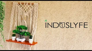 Induslyfe Macrame Wall Hanging Shelf for Home Decor | Boho Wall Decor Plant Shelf floating Shelf