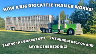 HOW A BIG RIG CATTLE TRAILER WORKS! | CLIMBING THE SIDE OF THE TRAILER REMOVING THE BOARDS!