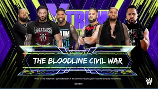 Bloodline Civil War - Roman Reigns, Jey & Jimmy Uso vs Solo Sikoa, Tama Tonga & Tanga Loa | WWE 2K24