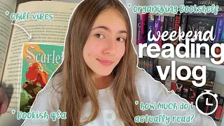 WEEKEND READING VLOG ✨️📚 *reading, reorganizing books, q&a, how much i read, + more