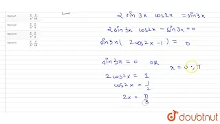 The solution of `sinx+sin5x=sin3x` in `(0,(pi)/2)`