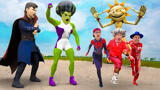 Miss T, Nick, Hello Neighbor Transformation VS Sun and Moon | Scary Teacher 3D In real life