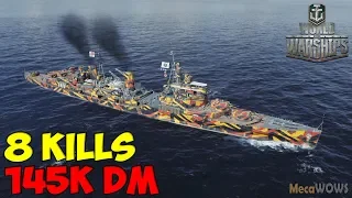 World of WarShips | Edinburgh  | 8 KILLS | 145K Damage - Replay Gameplay 4K 60 fps