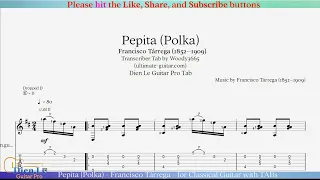 Pepita (Polka) - Francisco Tárrega - for Classical Guitar with TABs