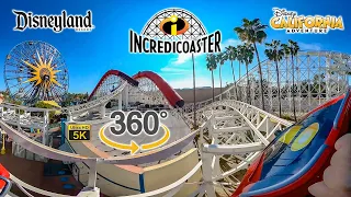 VR 360 5K Incredicoaster On Ride Front Seat POV Disney California Adventure Disneyland 2022 12 14