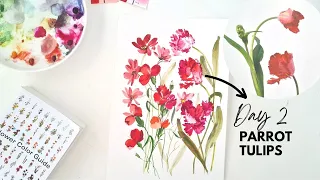 Flower Color Guide Summer Paint Party | Day 2: RED Parrot Tulips