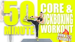 50 Minute Core and Kickboxing Workout 🔥Burn 625 Calories! 🔥Sydney Cummings