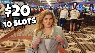 I Put $20 in 10 Slot Machines at Horseshoe Casino in Las Vegas... And HIT BIG! 😲