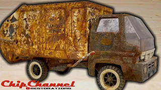 Restauración de juguetes de camiones de basura Tonka Sanitary Systems de la década de 1960