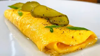 Французский омлет с сыром на сковороде, просто тает во рту. Как приготовить вкусный завтрак за 3 мин