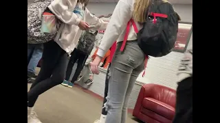 Brynley in tight grey jeans