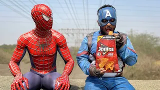 SPIDER-MAN vs Captain America BATTLE for SUMO DORITOS