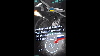 Destruction of a Russian 2S3 Akatsiya SPA tank by the Ukrainian Bayraktar TB2 UCAV Drone#shorts