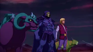 Evil-Lyn destroys preternia and Skeletor joins forces with He-Man. He-Man Revelations by Netflix