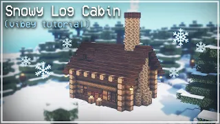 Minecraft: Snowy Cabin Tutorial ❄️☃️ Relaxing Chill Snow Winter Oak Spruce Wood 🦊🌿Kelpie the Fox
