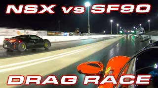 He traded the NSX after this * Modified Acura NSX vs Ferrari SF90 Stradale 1/4 Mile Drag Race