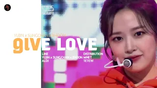 YUJIN x SUNGCHAN x JIHOON (MC Special Stage Inkigayo) - GIVE LOVE (AKMU) || Line Distribution