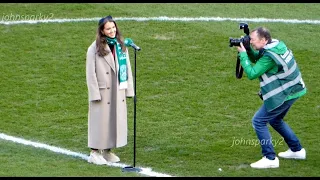 CIARA HARVIE sings SUNSHINE ON LEITH at Easter Road Stadium 05/03/22 (Hibernian v St Johnstone)