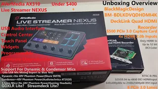 Unboxing Overview Of Blackmagic Decklink Quad HDMI Recorder & Avermedia AX310 Live Streamer Nexus!