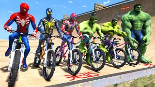 TEAM SPIDER MAN VS TEAM HULK Super Bicycles Competition #5 (Funny Contest) - GTA V Mods
