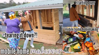 TEARING IT ALL DOWN! | 1991 double wide mobile home remodel | mobile home demo | ep.21