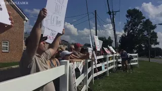 Man shouts 'get a job' at protesters outside Vice President Pence talk