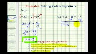 Ex 2:  Solve Radical Equations - Square Roots