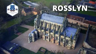 ROSSLYN Chapel & Rosslyn Castle from above in 4K