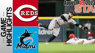 Cincinnati Reds vs Miami Marlins GAME HIGHLIGHTS [TODAY] |  August 09, 2023 | MLB 2023