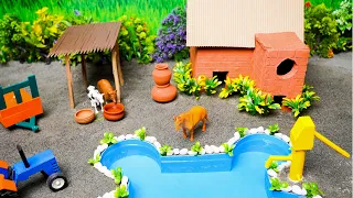 DIY how to make cow shed | house of animals | horse house – cow shed | mini hand pump | Diorama #1