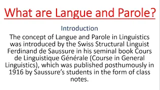 What are langue and parole? | Linguistics | Explanation in Urdu and Hindi | Example| Crash course |