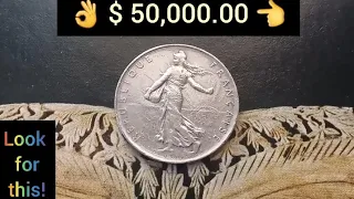 👉 $ 50,000.00 👈 DO YOU HAVE IT ! Rare and Expensive Error Coin 1 Franc Seumeuse French worth money