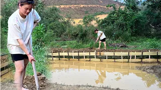 Hoeing soil, digging fish ponds, building bamboo walls for fish ponds @Thao