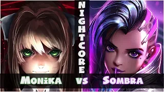 Nightcore - Monika vs. Sombra (Switching vocals) (Lyrics) [DDLC vs. Overwatch rap battle by VinnyO]